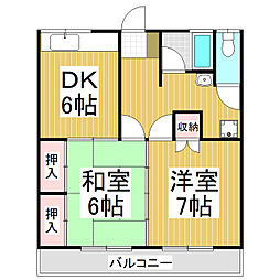 下平コーポ 2DKの間取図画像