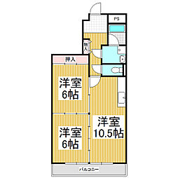 アヴェニール白山 2LDKの間取図画像