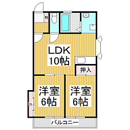 ハイツオネシス 2LDKの間取図画像