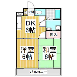 アルプスハイツヤザワ 2DKの間取図画像