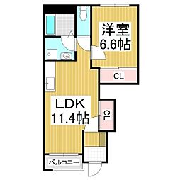 ガーデンハウス荒神前B 1LDKの間取図画像
