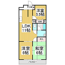 アヴェニール白山 3LDKの間取図画像