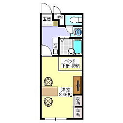 レオパレスRISE 1Kの間取図画像