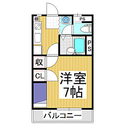 コーポ神明白菊 1Kの間取図画像