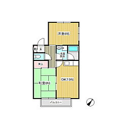 サンハイツ 2DKの間取図画像