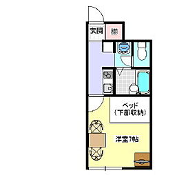 レオネクストおおせぎ3 1Kの間取図画像