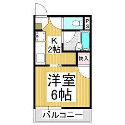 サープラスワンエクセレント田口 1Kの間取図画像
