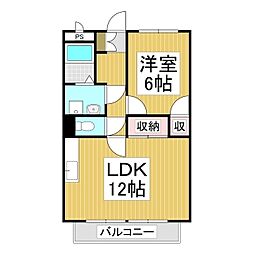 サープラスツー中島ハイツ 1LDKの間取図画像