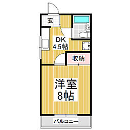 ドミール飯坂 1DKの間取図画像