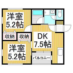 ステーションパレス1 2DKの間取図画像