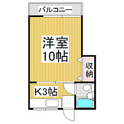 シルク荘 1Kの間取図画像