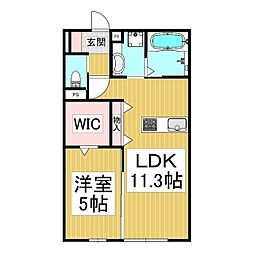 ever-shining白山 1LDKの間取図画像