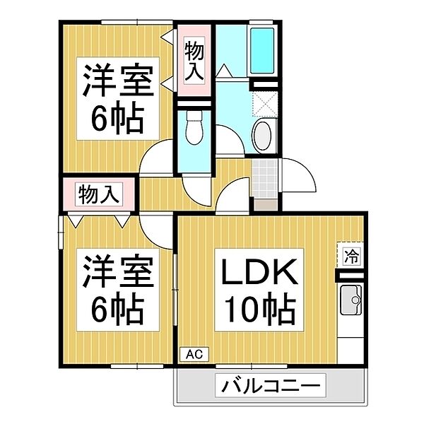 エスポワール富竹　Ｂ ｜長野県長野市大字富竹(賃貸アパート2LDK・2階・52.16㎡)の写真 その2