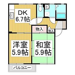 フォーレスＡＩ 2階2DKの間取り