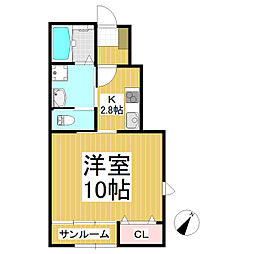 コンフォーティア須坂 1階1Kの間取り