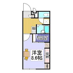 レオパレスブリリアント・グリーン 2階1Kの間取り
