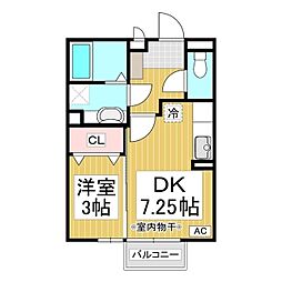 ｐｉａｃｅｒｅピアチェーレ 2階1DKの間取り