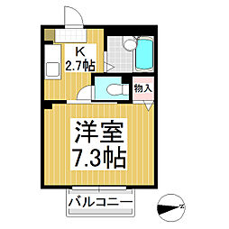 フレグランスウィング 1Kの間取図画像