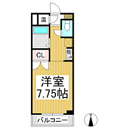 エメラルドグレイスA 1Kの間取図画像