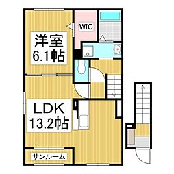 カーザ レガーメ 1LDKの間取図画像