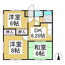 フラット33 3DKの間取図画像