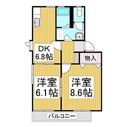 ピア・ディアス 2DKの間取図画像