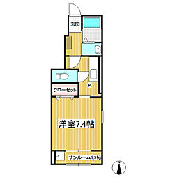 ペニーレイン 1Kの間取図画像