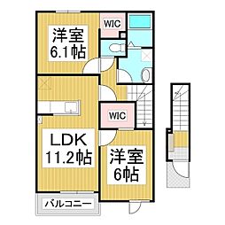 プリムローズB 2LDKの間取図画像