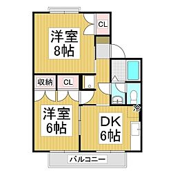 ライブタウン平林A 2DKの間取図画像