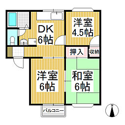 ハウスひまわり 3DKの間取図画像
