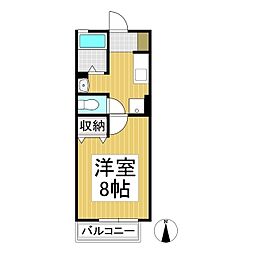 メイツハクビ2B 1Kの間取図画像