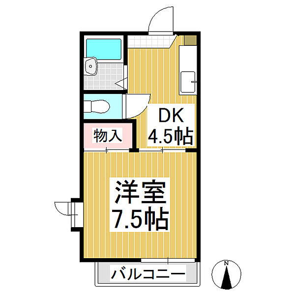 長野県長野市大字安茂里(賃貸アパート1DK・2階・24.71㎡)の写真 その2