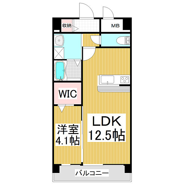 サミット栗田中央 ｜長野県長野市大字栗田(賃貸マンション1LDK・4階・40.50㎡)の写真 その2