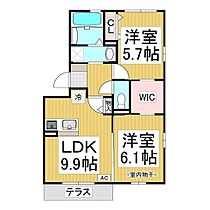 長野県長野市中御所2丁目（賃貸アパート2LDK・1階・52.54㎡） その2