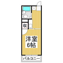 サニーハイツ高田 2階1Kの間取り