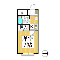 コーポＡＱＡ 4階1Kの間取り