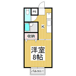 高田ユニバース 1階1Kの間取り