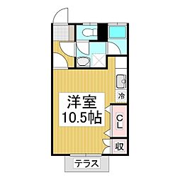 ハイツサイドパーク 1階ワンルームの間取り