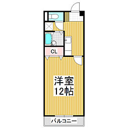 サウス北条 2階1Kの間取り