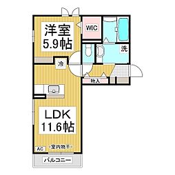 チャス　レジデンス　II 3階1LDKの間取り