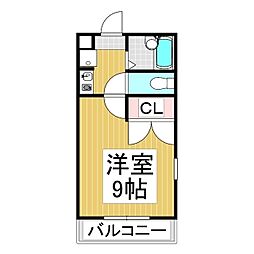 ティエラ 2階1Kの間取り