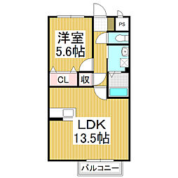 サミット川合新田　A 1階1LDKの間取り