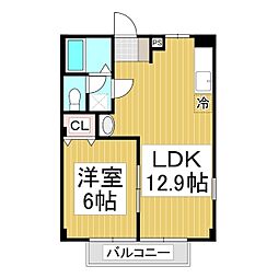 ハイム・ロジュマンＡ／Ｂ 2階1LDKの間取り