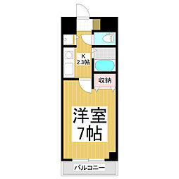 ダイアパレス長野大通りI 5階1Kの間取り