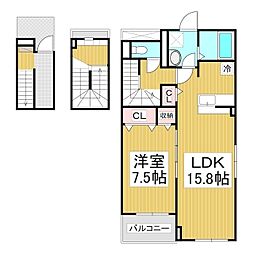 シャルマン　Ｂ 3階1LDKの間取り