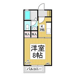 アネーロ和田 1階1Kの間取り