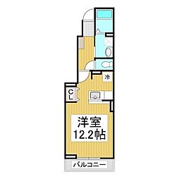 ジューエル 1階ワンルームの間取り