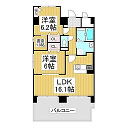 サミット栗田中央 4階2LDKの間取り