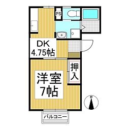 サンコーポクレイン　B棟 1階1DKの間取り