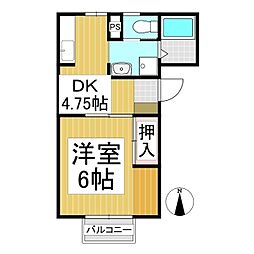 サンコーポクレイン　B棟 1階1DKの間取り